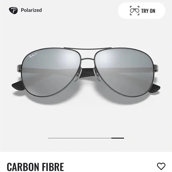 RayBan Aviator Pilot sunglasses. RB 8317. Silver gunmetal Carbon fiber Frame